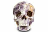 Realistic, Carved Chevron Amethyst Skull #378603-1